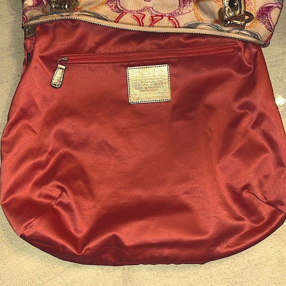 Large Coach Colorful Patterned Women's Bag- metallic handles, canvas Monogram C - Picture 3 of 16